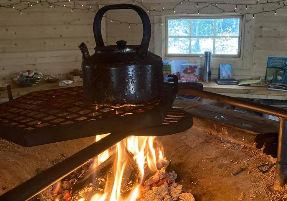 Stove burning in hut